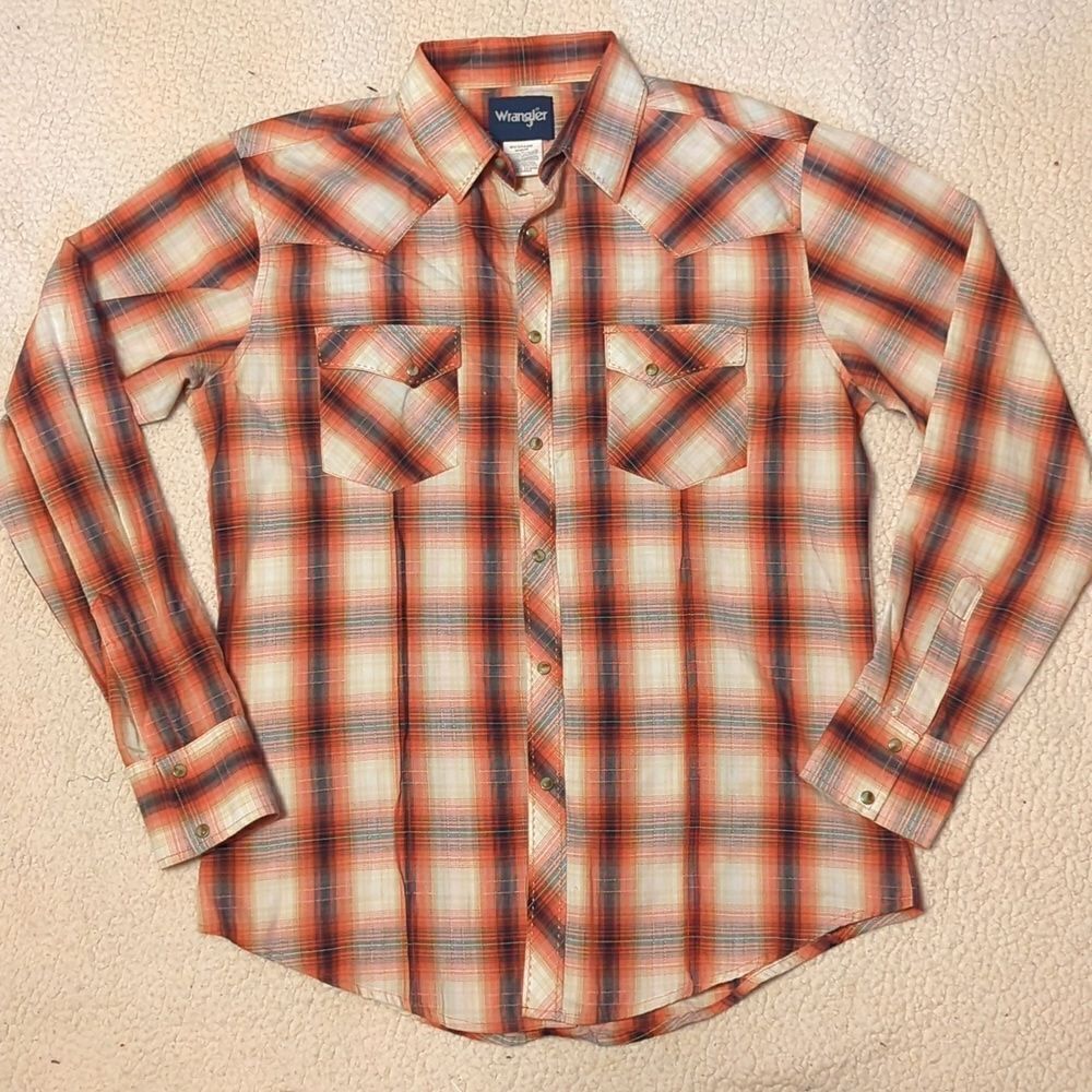 WRANGLERWRANGLER BROWN SNAPS PLAID PRINT - MENS SHIRT